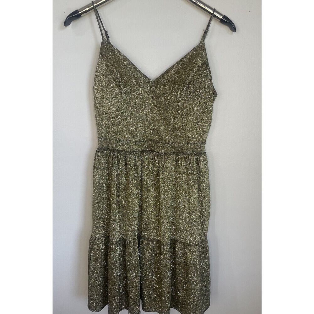 Glitter Dress Gold Women's Short Spaghetti Strap Size 9